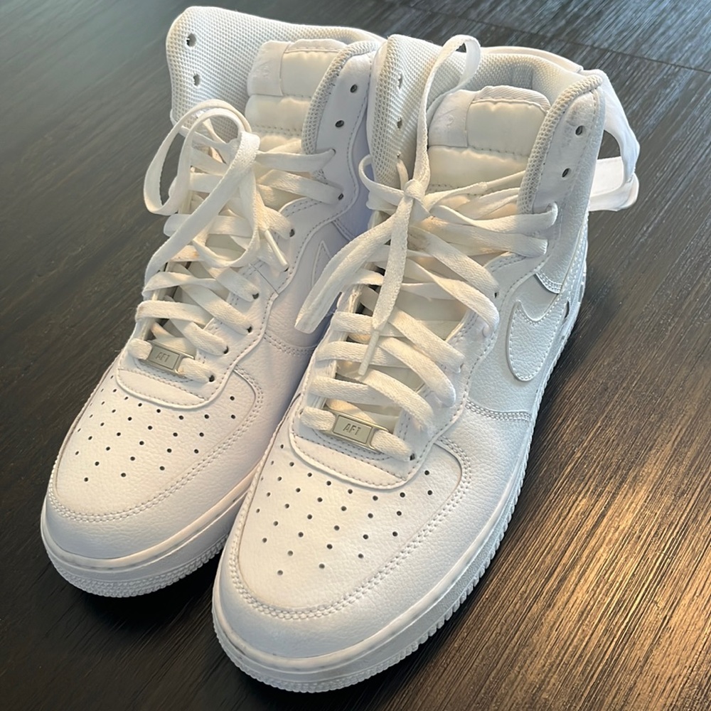 Men’s Nike Air Force 1 high all white. Size 10